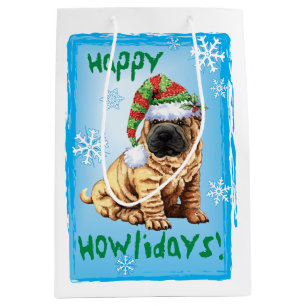 Sac Cadeau Moyen Howlidays heureux Shar-Pei