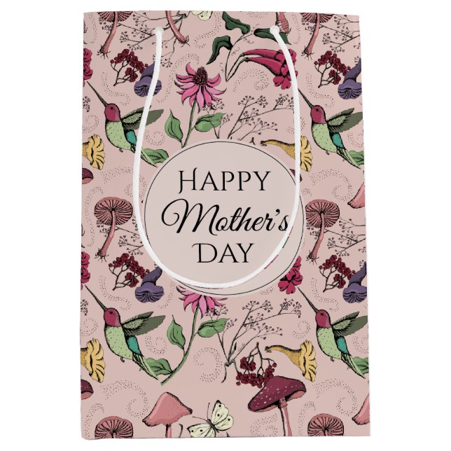 Sac Cadeau Moyen Hummingbird & Flowers Mothers Day Photo (Devant)