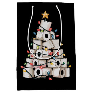 Sac Cadeau Moyen Humour de Noël Salle de Bain Papier Toilette Arbre