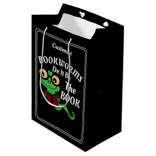 Sac Cadeau Moyen Humour de ver de livre noir personnalisé