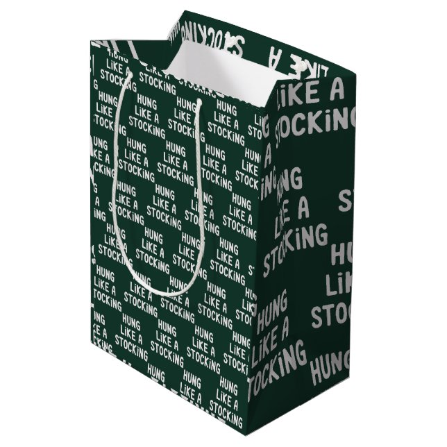 Sac Cadeau Moyen Hung Like A Stocking Christmas Funny Sarcastic (Dos Angle)