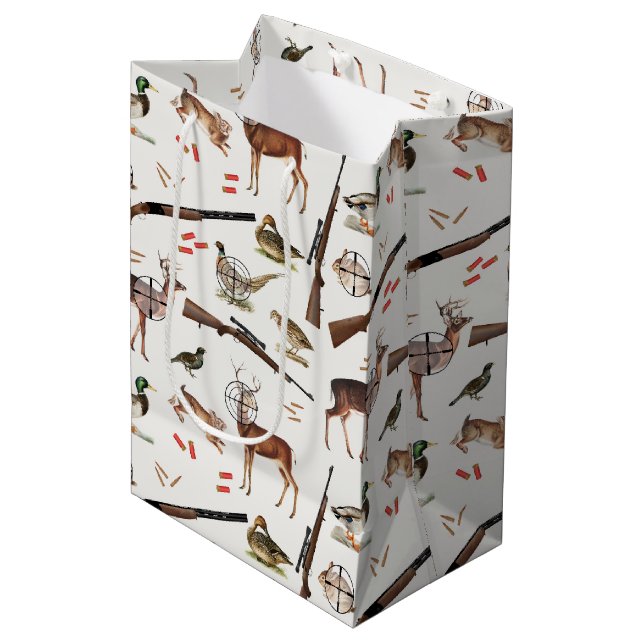 Sac Cadeau Moyen Hunting Wildlife Outdoorsman Pattern (Devant Angle)