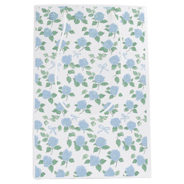Sac Cadeau Moyen Hydrangea Bleu Tendance  (Devant)
