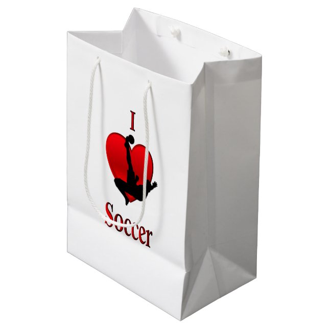 Sac Cadeau Moyen I Heart Soccer (Devant Angle)