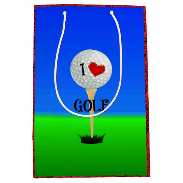 Sac Cadeau Moyen I Love Golf (Devant)