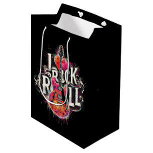 Sac Cadeau Moyen I Love Rock N Roll Guitare Électrique Peinture