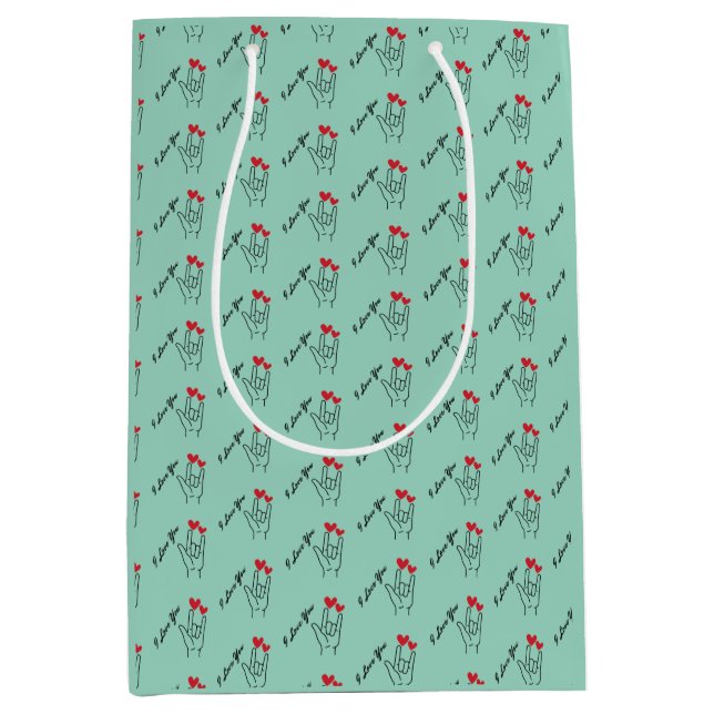 Sac Cadeau Moyen I Love You Sign Language - Sensibilisation aux Sou (Devant)