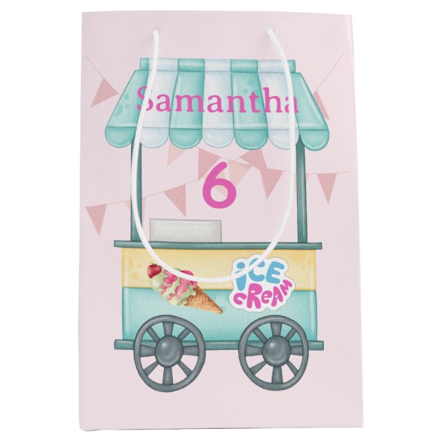 Sac Cadeau Moyen Ice Cream Gift Bag, Samantha Birthday Present Bag (Devant)