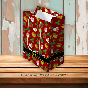 Sac Cadeau Moyen Icônes de Noël Motif