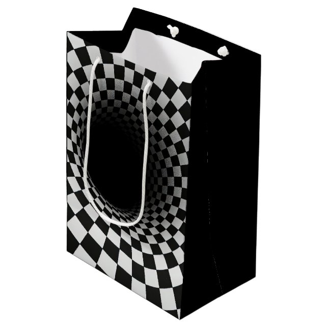 Sac Cadeau Moyen Illusion d'optique de trou noir pour anniversaire (Devant Angle)