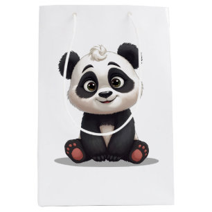 Sac Cadeau Moyen Illustration de dessin animé d'ours panda assis