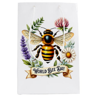 Sac Cadeau Moyen Illustration de la Journée mondiale des abeilles a