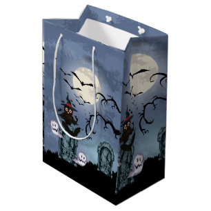 Sac Cadeau Moyen Illustration De L'Halloween Chez La Chouette Noire