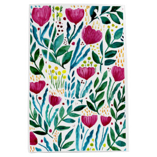 Sac Cadeau Moyen Illustration florale botanique