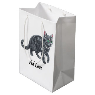 Sac Cadeau Moyen Illustration majestueuse de chat tigré gris aux ye