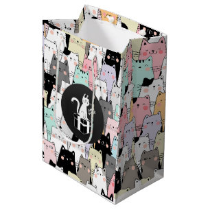 Sac Cadeau Moyen Illustration sans joint Chats Anniversaire