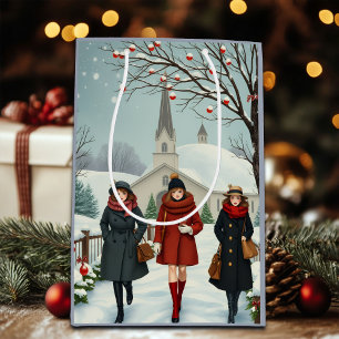 Sac Cadeau Moyen Illustration vintage Les gens quittent l'église hi