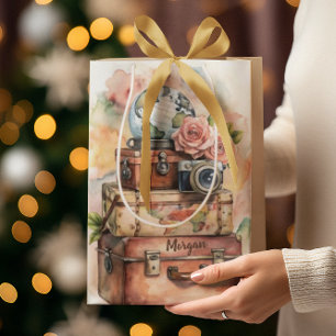 Sac Cadeau Moyen Illustration Vintage voyage personnalisée