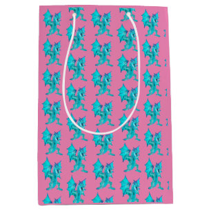 Sac Cadeau Moyen Imaginaire Aqua Dragon rose