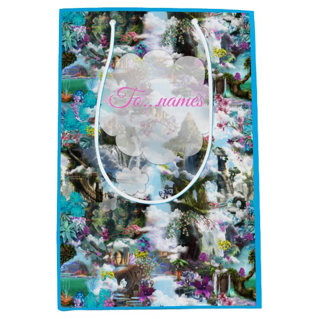 Sac Cadeau Moyen Imaginaire Autres mondes dans les nuages (Devant)