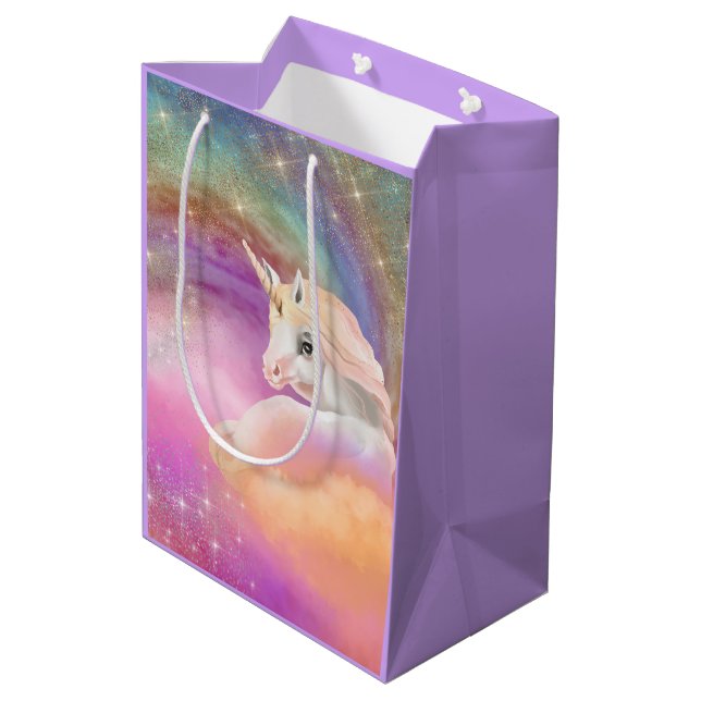 Sac Cadeau Moyen Imaginaire de l'Unicorne Sparkly Rainbow (Dos Angle)