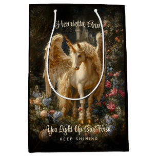 Sac Cadeau Moyen Imaginaire Pegasus vintage Forêt Unicorne Whimsica