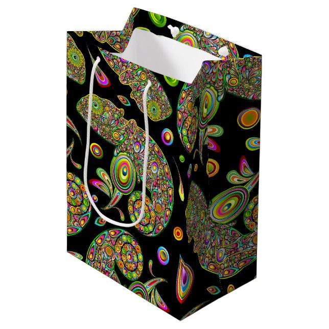 Sac Cadeau Moyen Imaginaire psychédélique de Chameleon (Devant Angle)