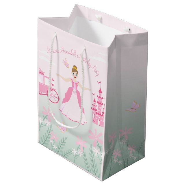 Sac Cadeau Moyen Imaginaire rose princesse fête d'anniversaire (Devant Angle)
