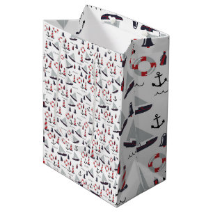 Sac Cadeau Moyen Impression de motif nautique micro vintage.