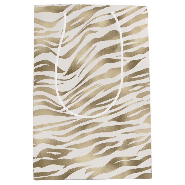 Sac Cadeau Moyen Impression Gold Zebra (Devant)