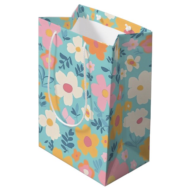 Sac Cadeau Moyen Imprimé floral d'été (Dos Angle)