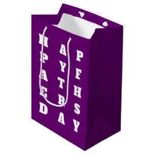 Sac Cadeau Moyen Indigo Purple White Typographie Bonne Fête des pèr