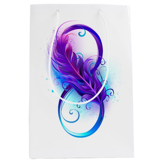 Sac Cadeau Moyen Infinity with purple feather (Devant)