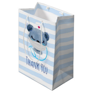 Sac Cadeau Moyen Infirmière de l'ours mignonne portant un Merci de