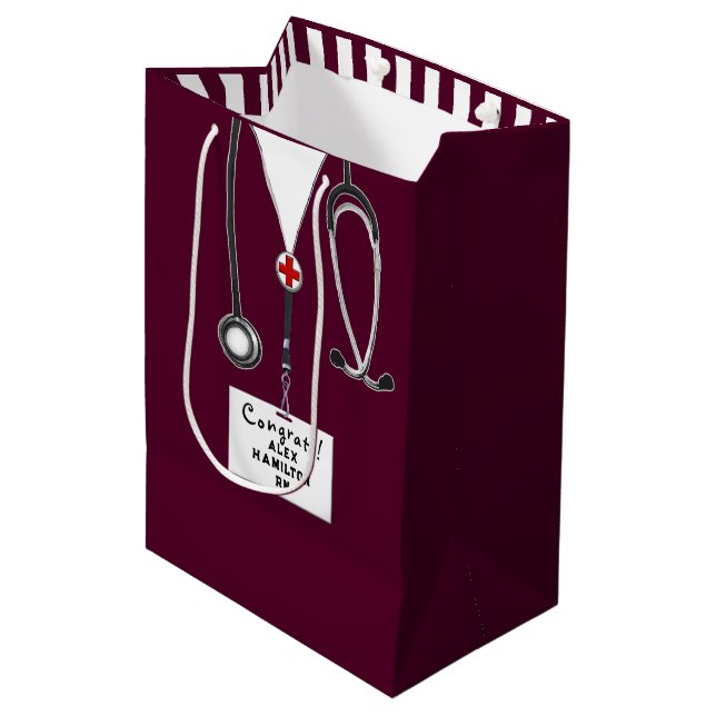 Sac Cadeau Moyen Infirmière ou Docteur Félicitations Moyen sac cade (Devant Angle)