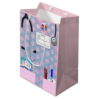 Sac Cadeau Moyen Infirmière rose