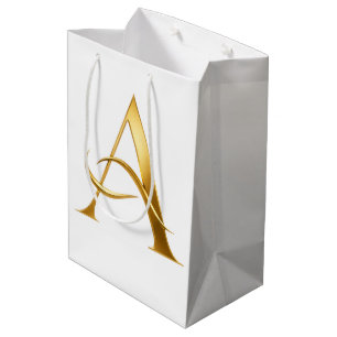 Sac Cadeau Moyen Initiale dorée A Design minimaliste