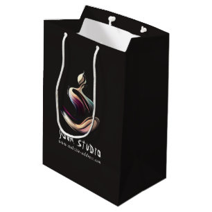 Sac Cadeau Moyen Instructrice de méditation de yoga Lotus Pose Coup