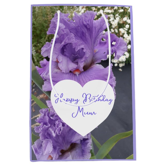 Sac Cadeau Moyen Iris Flower Flowers Purple Lavender Lilac Floral (Devant)
