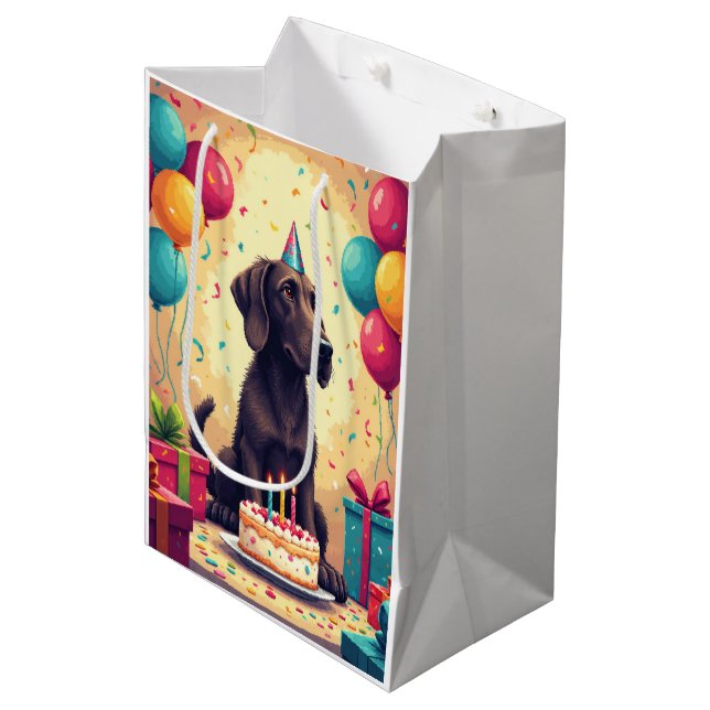 Sac Cadeau Moyen Irish Wolfhound Birthday Celebration (Devant Angle)