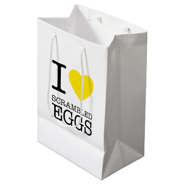 SAC CADEAU MOYEN J'ADORE LES OEUFS ÉCHAPPÉS (Devant Angle)
