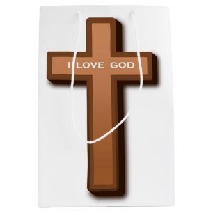 SAC CADEAU MOYEN "J'AIME DIEU" CROIX