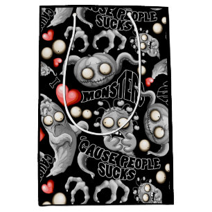 Sac Cadeau Moyen J'aime les monstres parce que les gens aiment les 