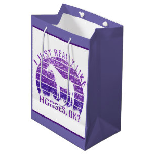 Sac Cadeau Moyen J'aime vraiment les chevaux en violet