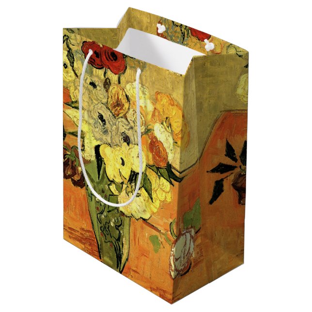 Sac Cadeau Moyen Japanese Vase, Roses, Anemones by Vincent van Gogh (Dos Angle)