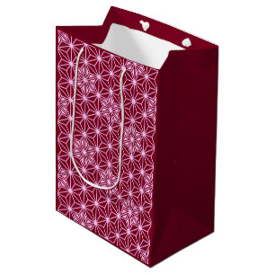 Sac Cadeau Moyen Japonais Asanoha motif - Bourgogne