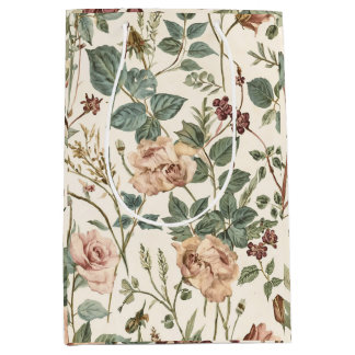 Sac Cadeau Moyen Jardin de cottage floral botanique vintage