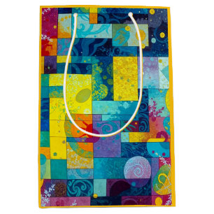 Sac Cadeau Moyen Jardin de fleurs cosmiques : mosaïque Abstraite de