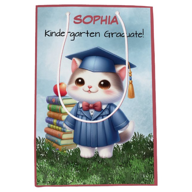 Sac Cadeau Moyen Jardin d'enfants Graduation mignonne Chat fille (Devant)