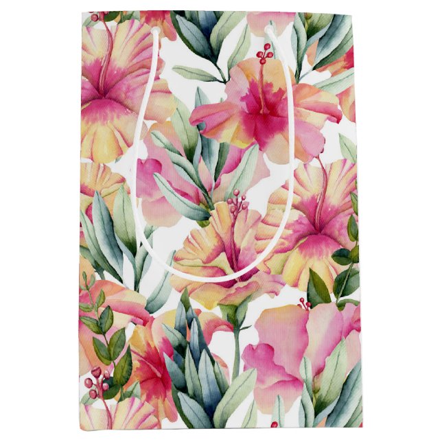 Sac Cadeau Moyen Jardin d'été Hibiscus (Devant)